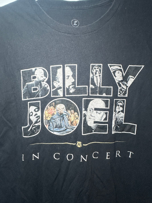 Billy Joel “In Concert” Graphic Tee – Large | Black Concert T-Shirt with Tour Dates