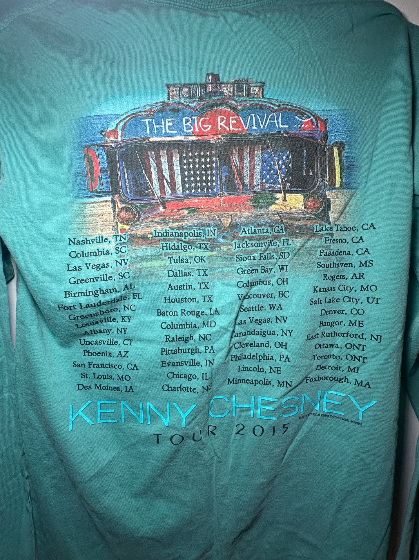 Kenny Chesney “The Big Revival Tour” 2015 Long-Sleeve Tee – Small Blue Country Music Shirt
