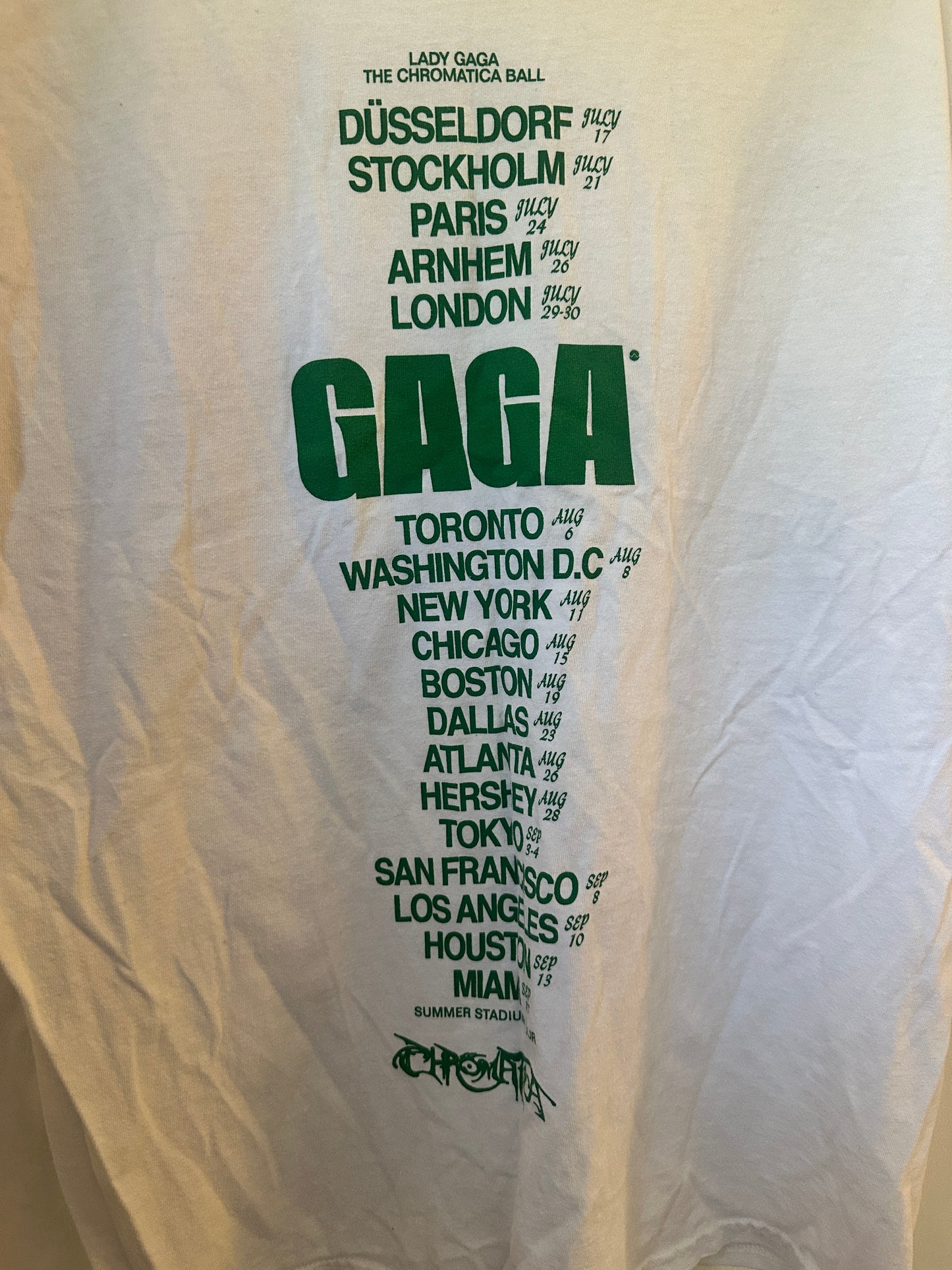 Lady Gaga “The Chromatica Ball” Tour Tee – 2022 | Large White Pop Culture / Music Shirt
