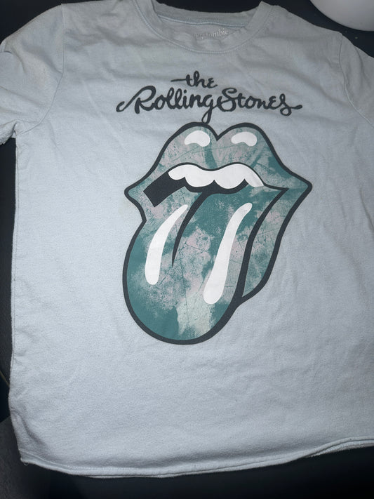 Rolling Stones Kids Tee – Size 7/8 | Soft Light Blue Band Shirt