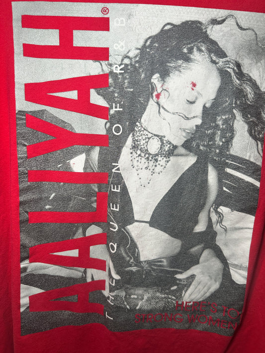 Aaliyah Queen of R&B Graphic Tee | Red Short-Sleeve Music Shirt Size XL Worn Distressed