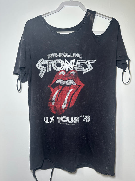 Upcycled Rolling Stones Vintage-Inspired U.S. Tour '78 Tee – Small | Graphic Cotton T-Shirt