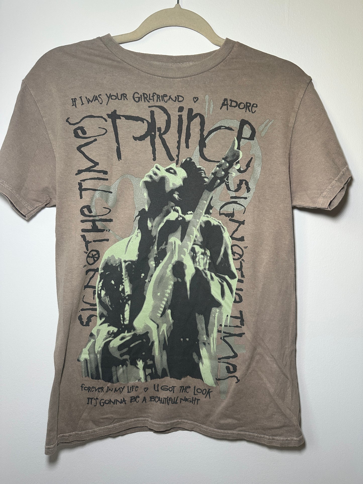 Prince “Adore” Graphic Tee – Small Tan Pop / R&B Shirt
