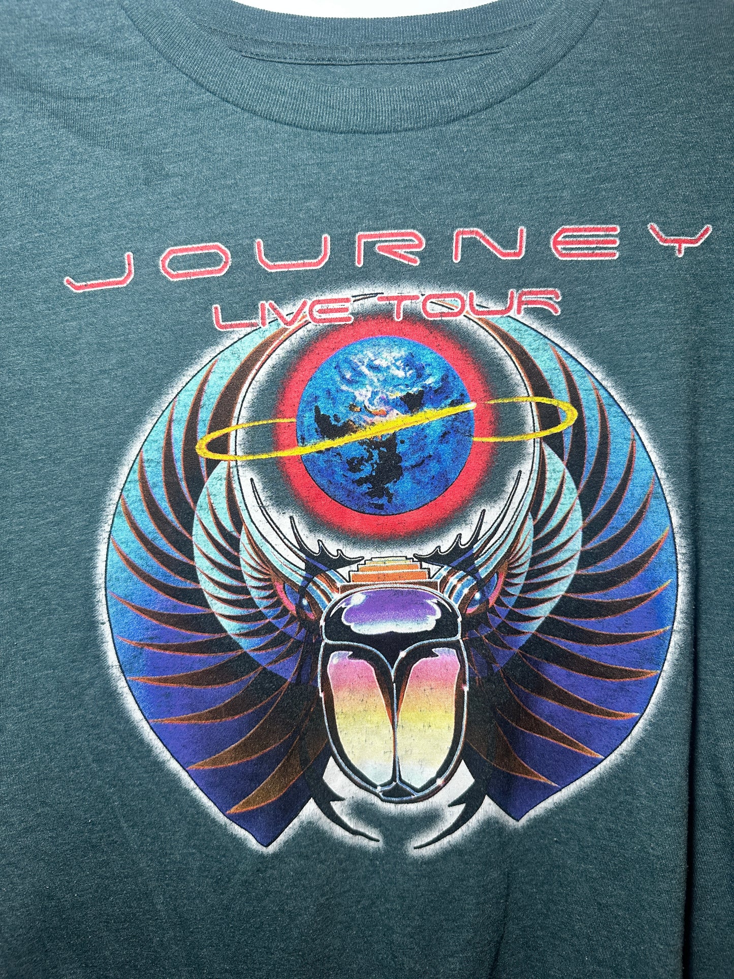 Journey Live Tour Graphic Tee – Medium | Soft Vintage-Inspired Band T-Shirt with Scarab Logo