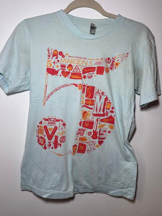 Maroon 5 “Leaving California” 2015 Tour Tee – Small Baby Blue Pop / Rock Shirt