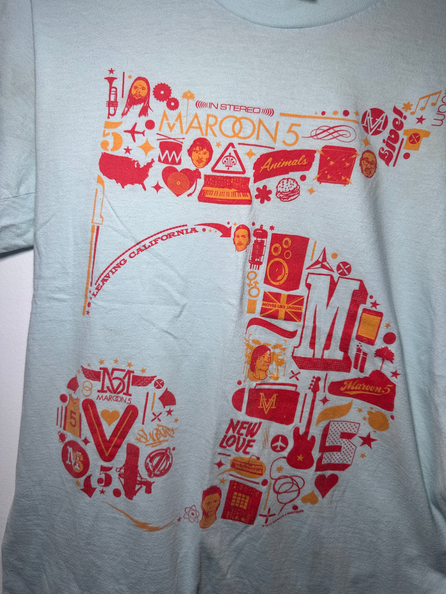 Maroon 5 “Leaving California” 2015 Tour Tee – Small Baby Blue Pop / Rock Shirt
