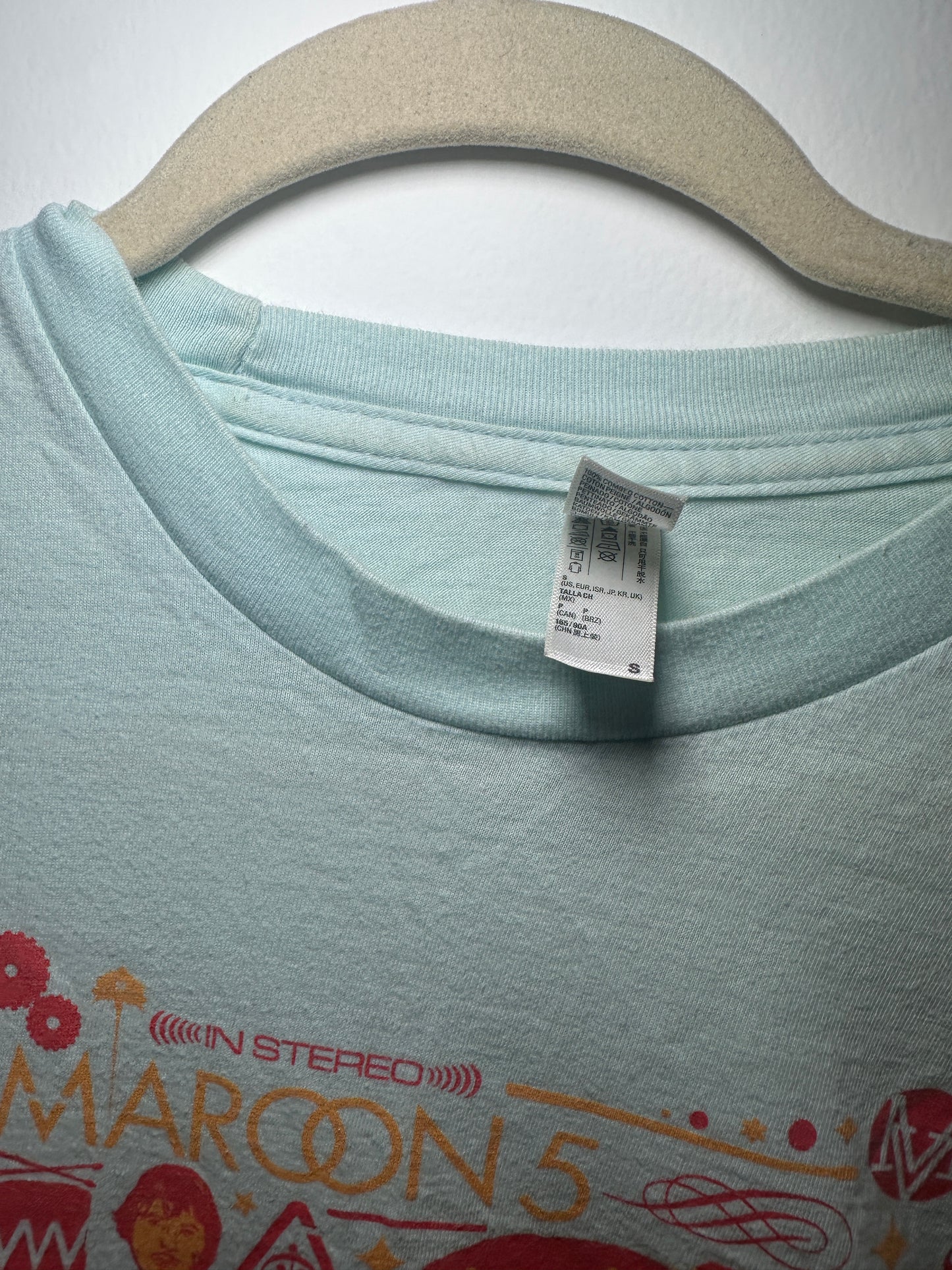 Maroon 5 “Leaving California” 2015 Tour Tee – Small Baby Blue Pop / Rock Shirt