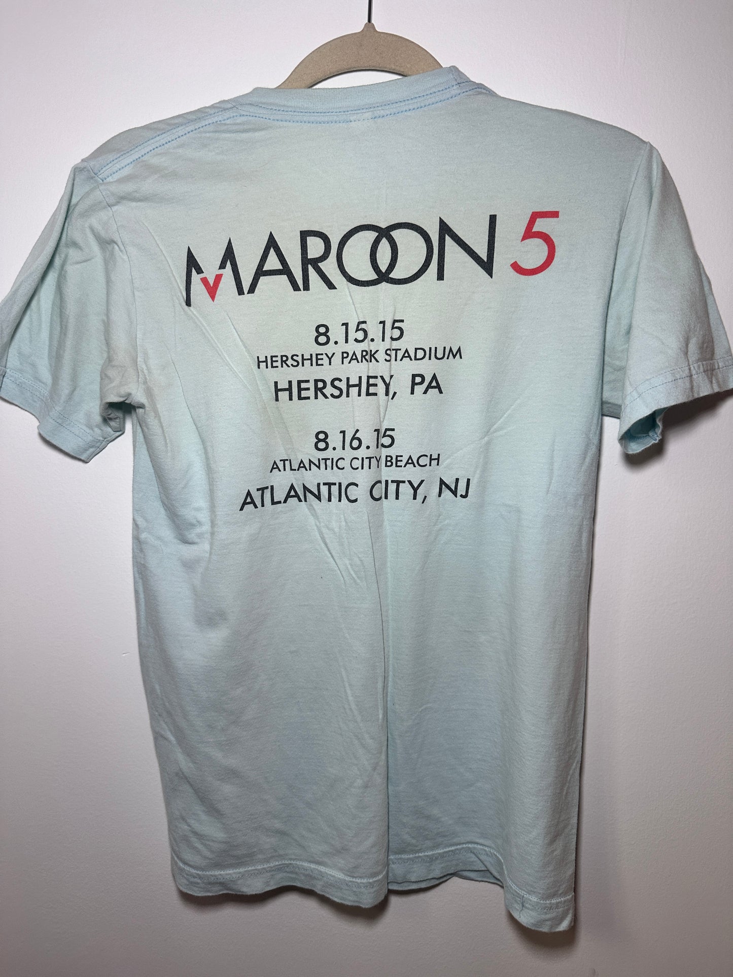 Maroon 5 “Leaving California” 2015 Tour Tee – Small Baby Blue Pop / Rock Shirt