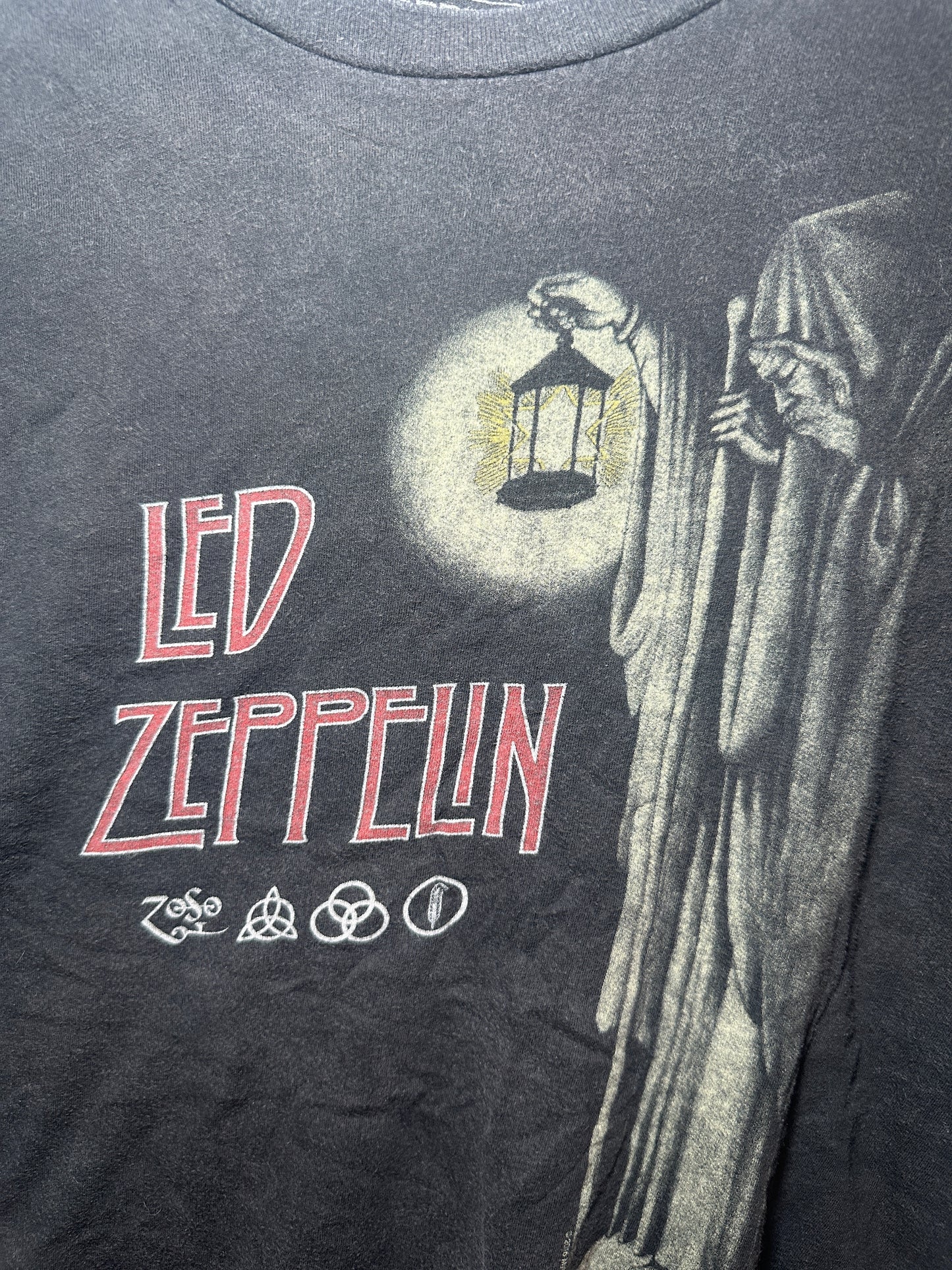 Led Zeppelin “Hermit” Graphic Tee – 70s | Medium Classic Rock Shirt with Band Symbols