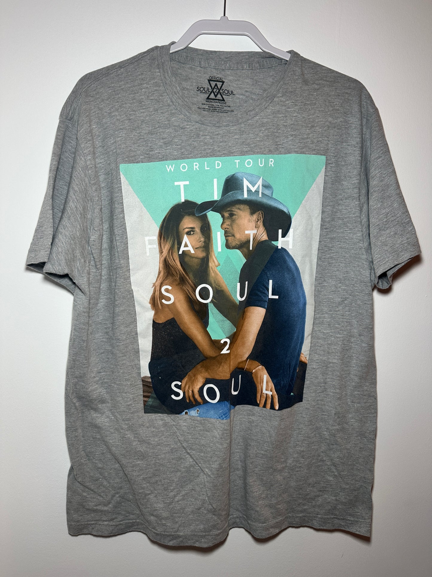 Tim McGraw & Faith Hill “Soul2Soul” 2017 Tour Graphic Tee – XL | Gray Country Music T-Shirt