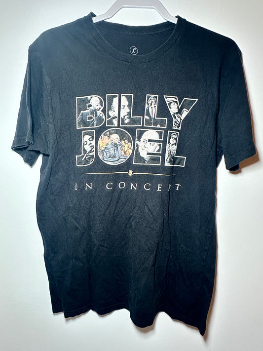 Billy Joel “In Concert” Graphic Tee – Large | Black Concert T-Shirt with Tour Dates