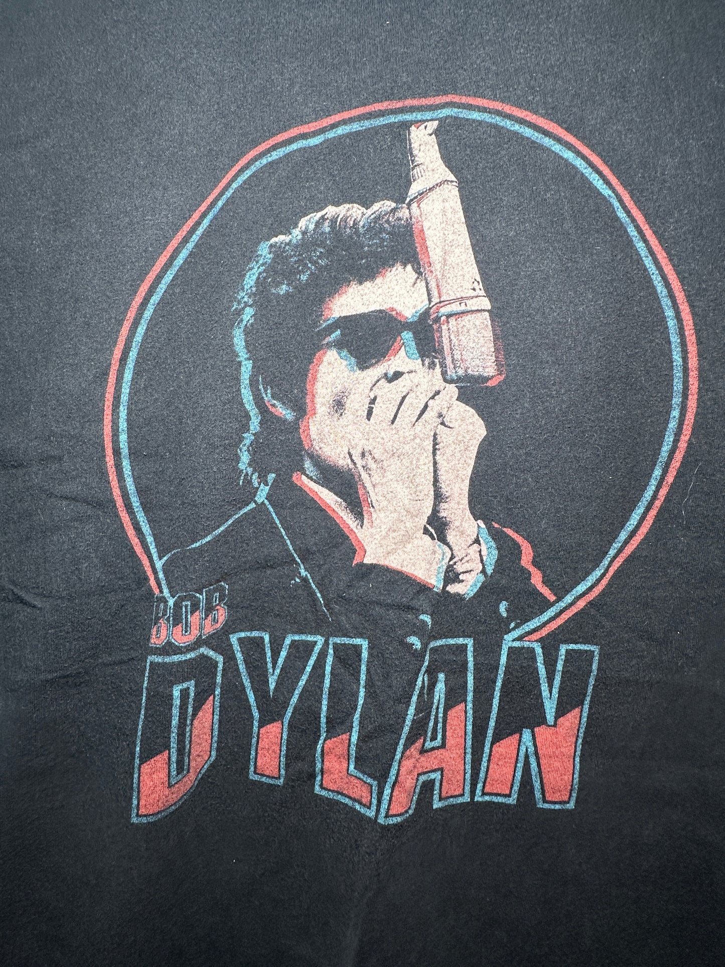 Bob Dylan Harmonica Graphic Tee – Large | Black Musician T-Shirt