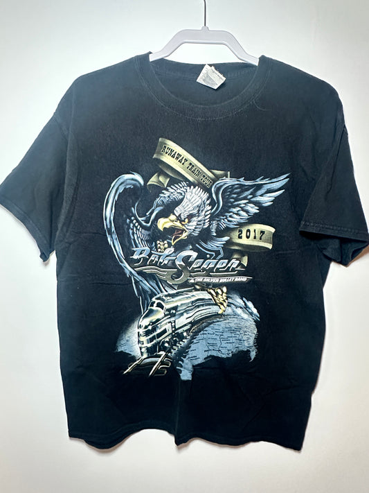 Bob Seger & The Silver Bullet Band “Runaway Train” 2017 Tour Tee – Large Black Classic Rock Shirt