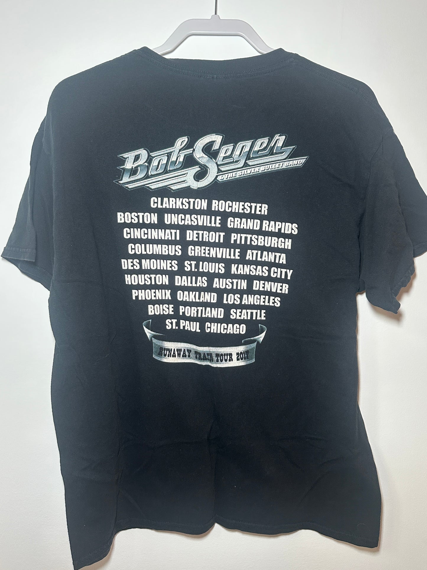 Bob Seger & The Silver Bullet Band “Runaway Train” 2017 Tour Tee – Large Black Classic Rock Shirt