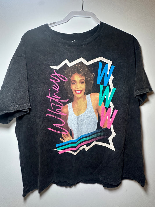 Whitney Houston Graphic T-Shirt – Black (Size Large)
