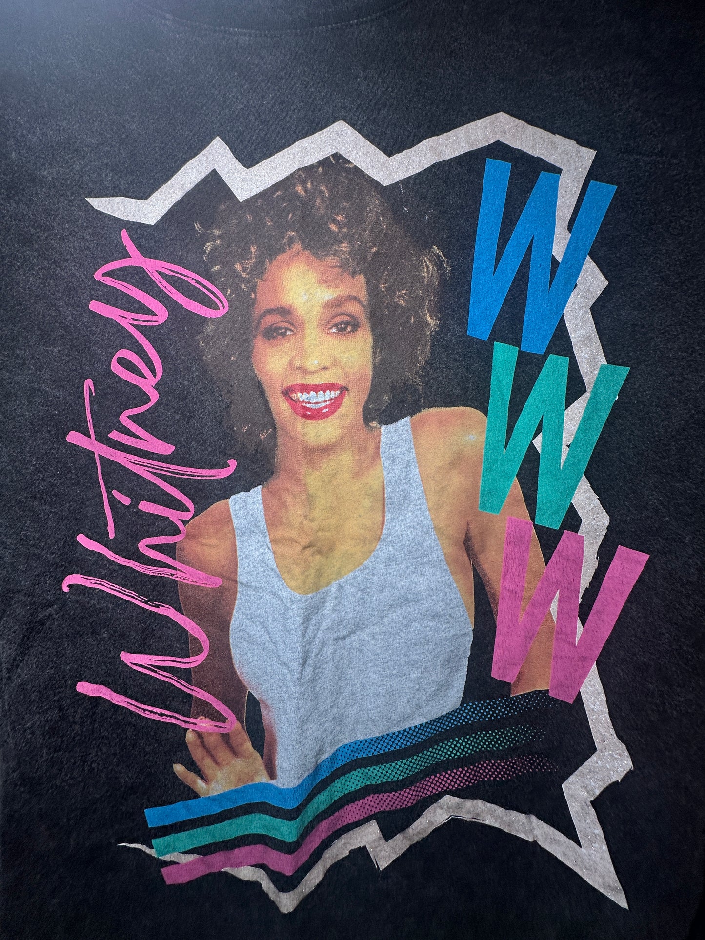 Whitney Houston Graphic T-Shirt – Black (Size Large)