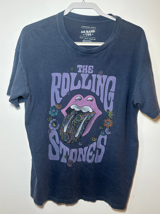 Rolling Stones Vintage-Inspired Oversized Tee – XS Navy Classic Rock / Pop Shirt