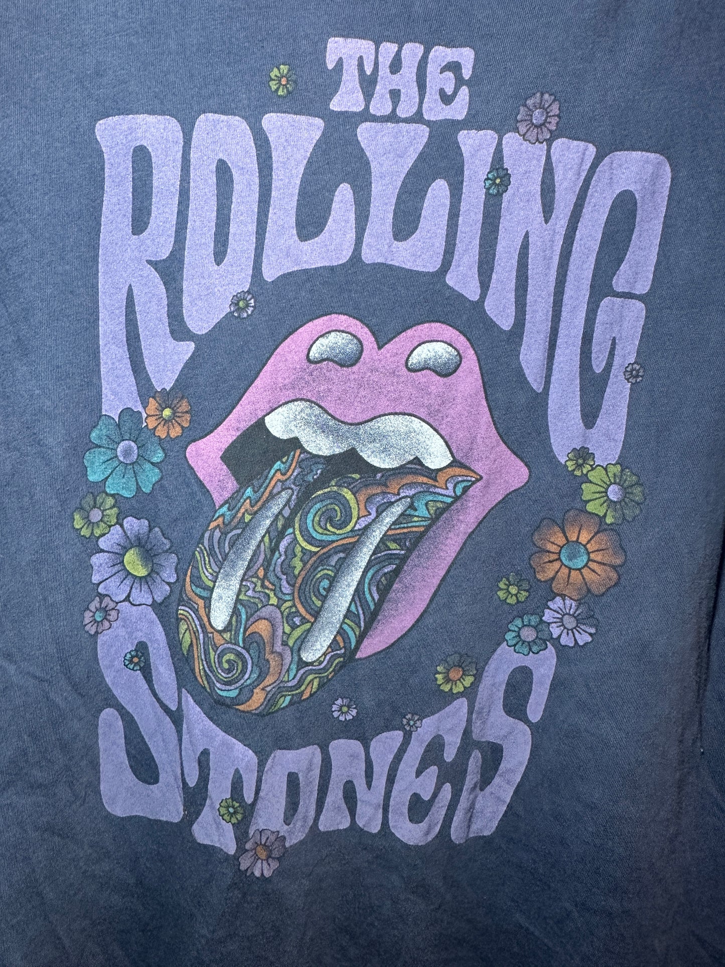Rolling Stones Vintage-Inspired Oversized Tee – XS Navy Classic Rock / Pop Shirt