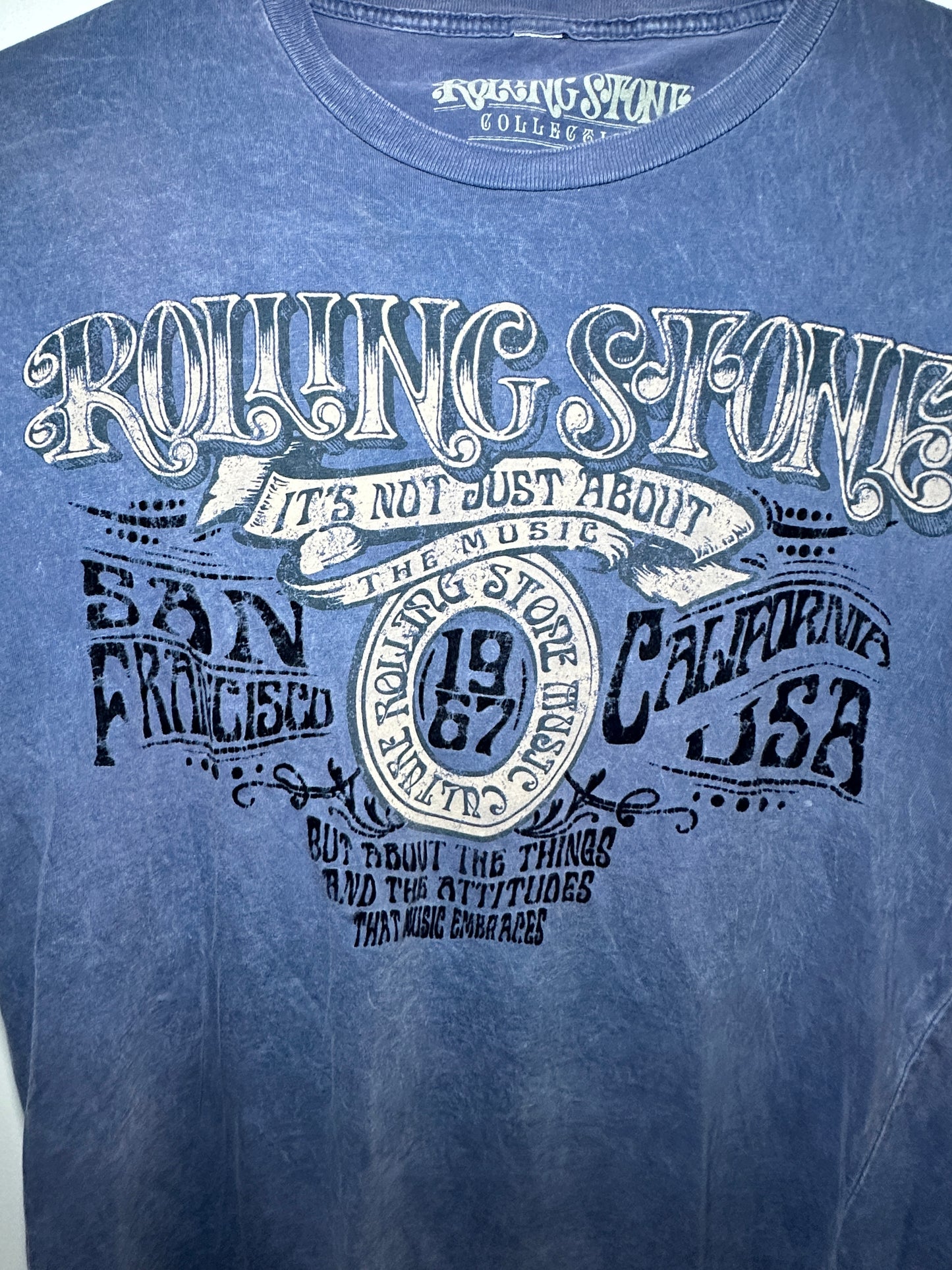 Rolling Stone Vintage-Inspired 1967 San Francisco Tee – Large Blue Classic Rock / Pop Shirt