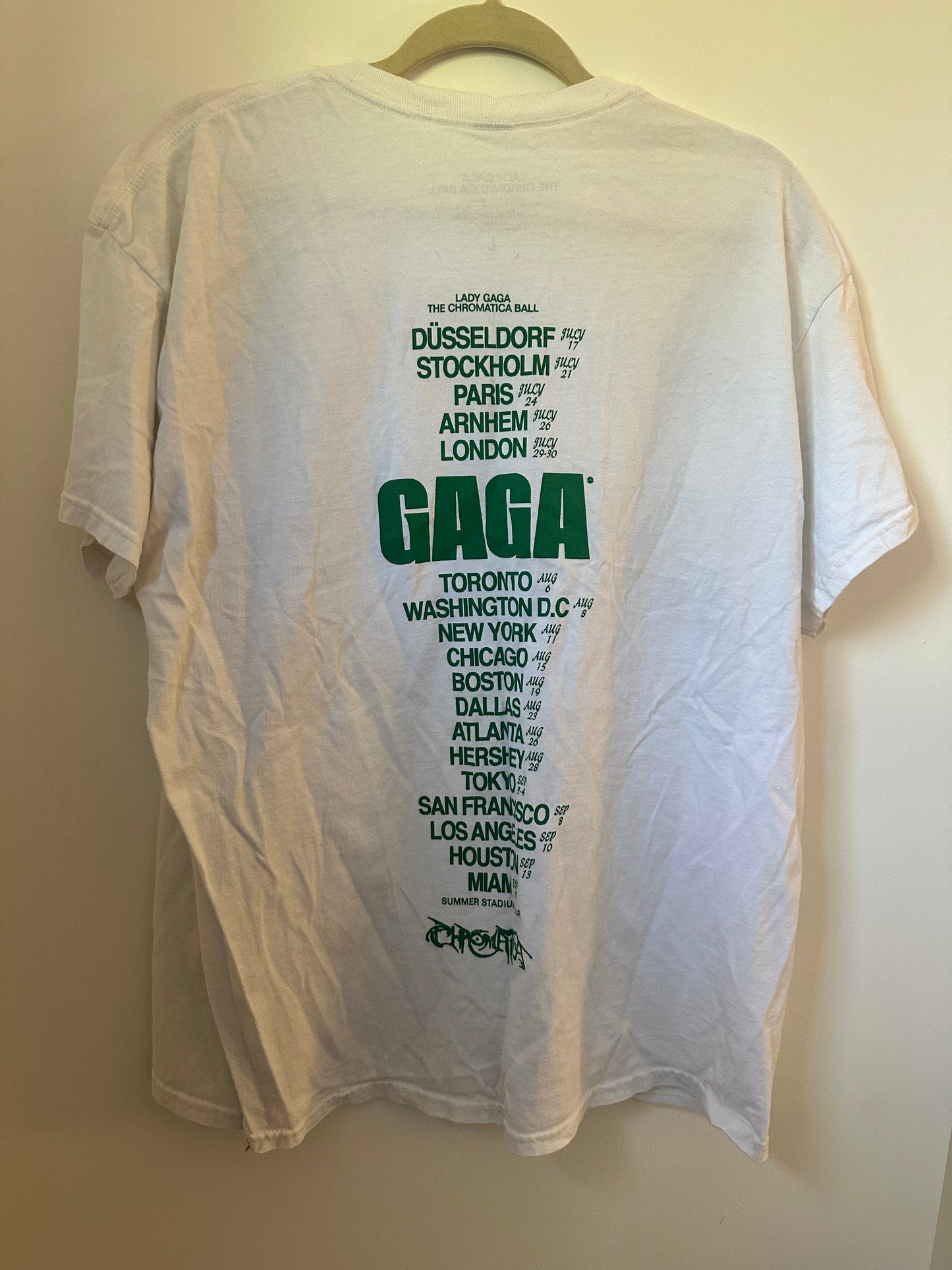 Lady Gaga “The Chromatica Ball” Tour Tee – 2022 | Large White Pop Culture / Music Shirt