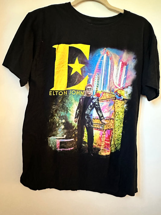 Elton John “Farewell Yellow Brick Road” Tour Tee – Large Black Classic Rock Shirt