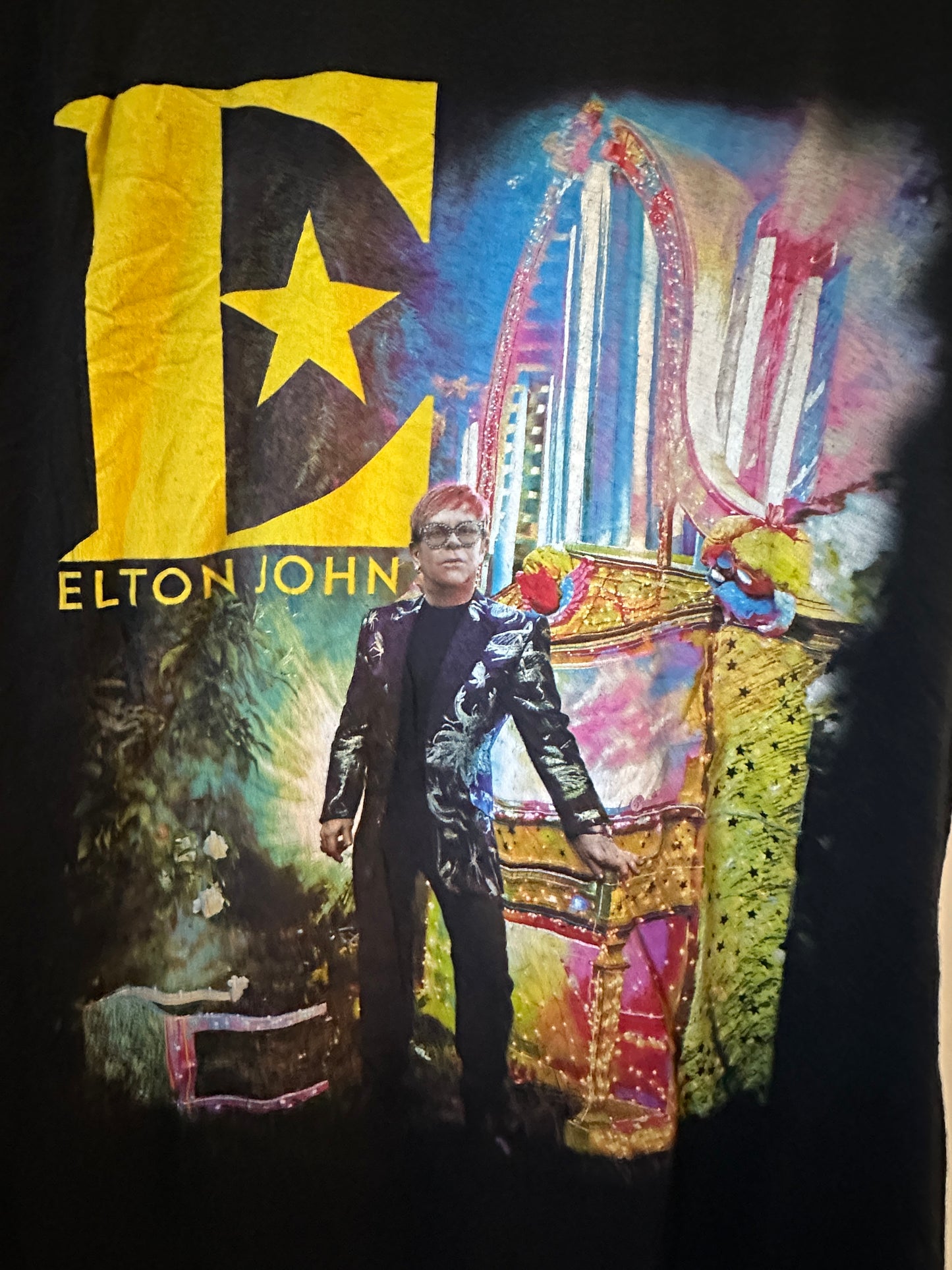 Elton John “Farewell Yellow Brick Road” Tour Tee – Large Black Classic Rock Shirt