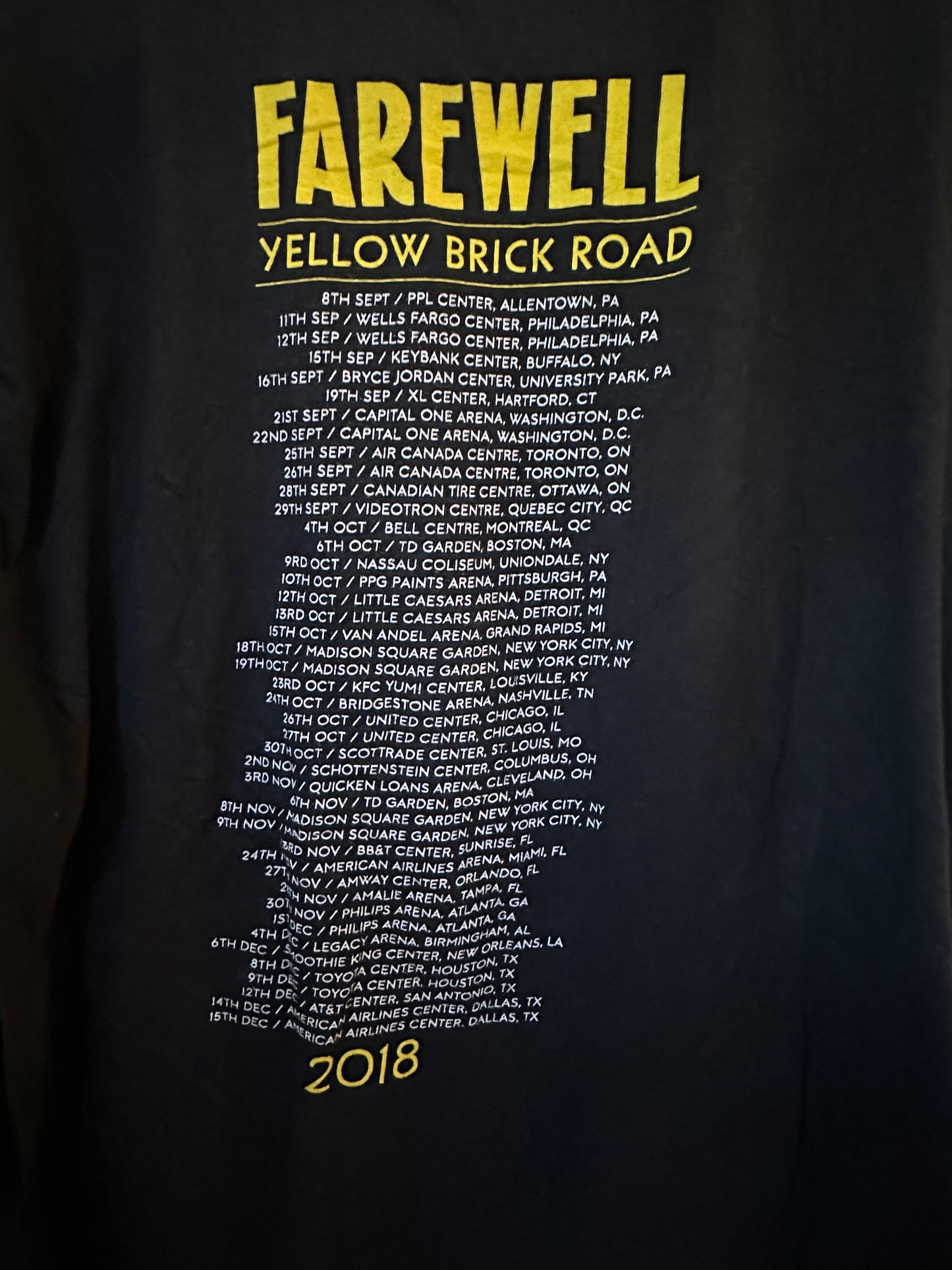 Elton John “Farewell Yellow Brick Road” Tour Tee – Large Black Classic Rock Shirt